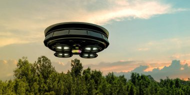 tanımlanamayan uçan nesne bir tahta üzerinde 3d çizim