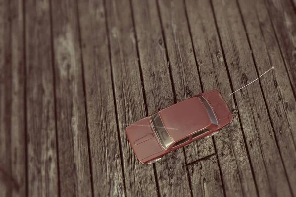 木製の床の 図でおもちゃの車 — ストック写真
