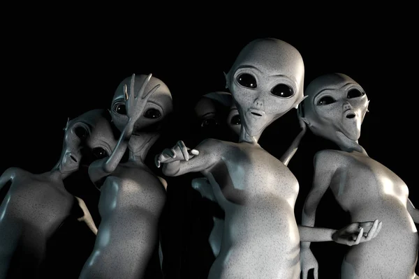 Huge Group Gray Aliens Illustration — Stock Photo, Image