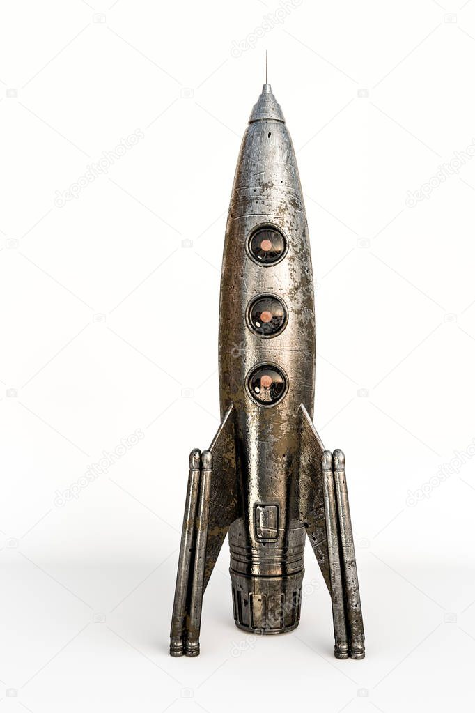 space rocket isolated on white background 3d illustration 