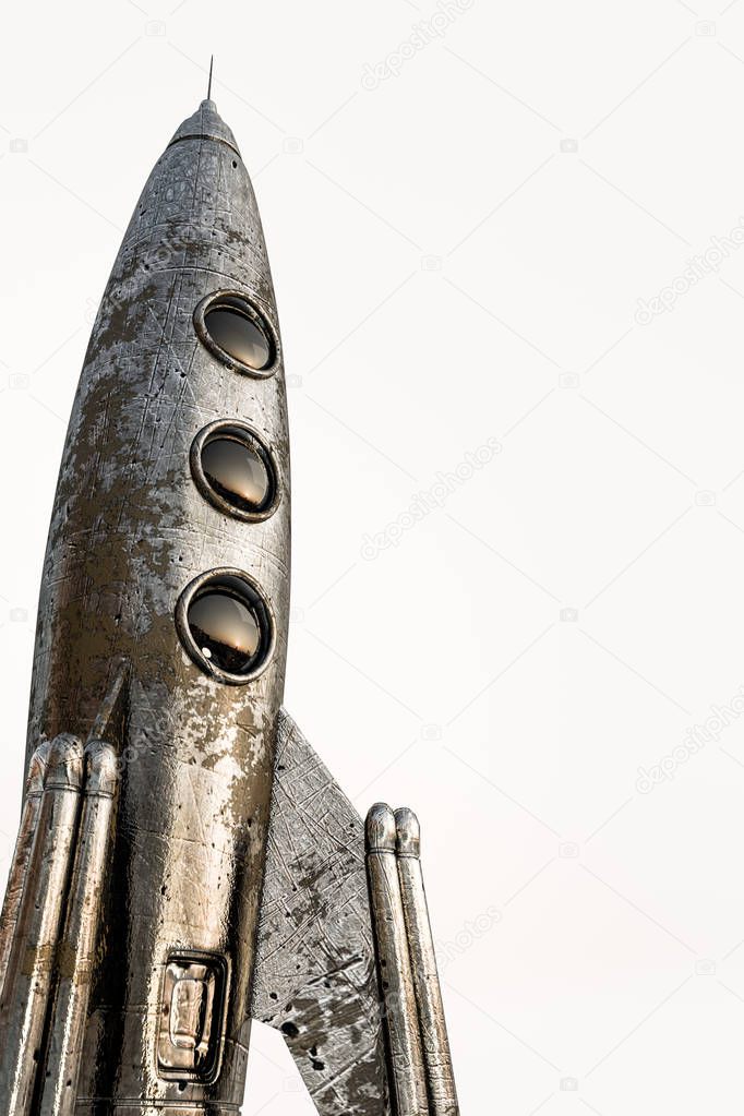 space rocket isolated on white background 3d illustration 