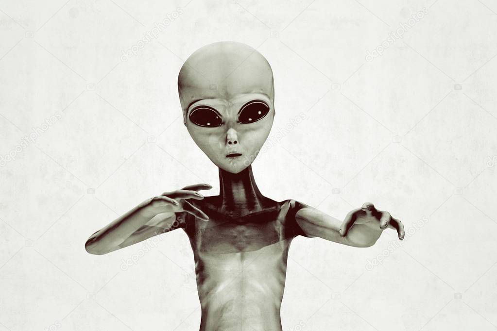 alien isolated on white background 3d illustration