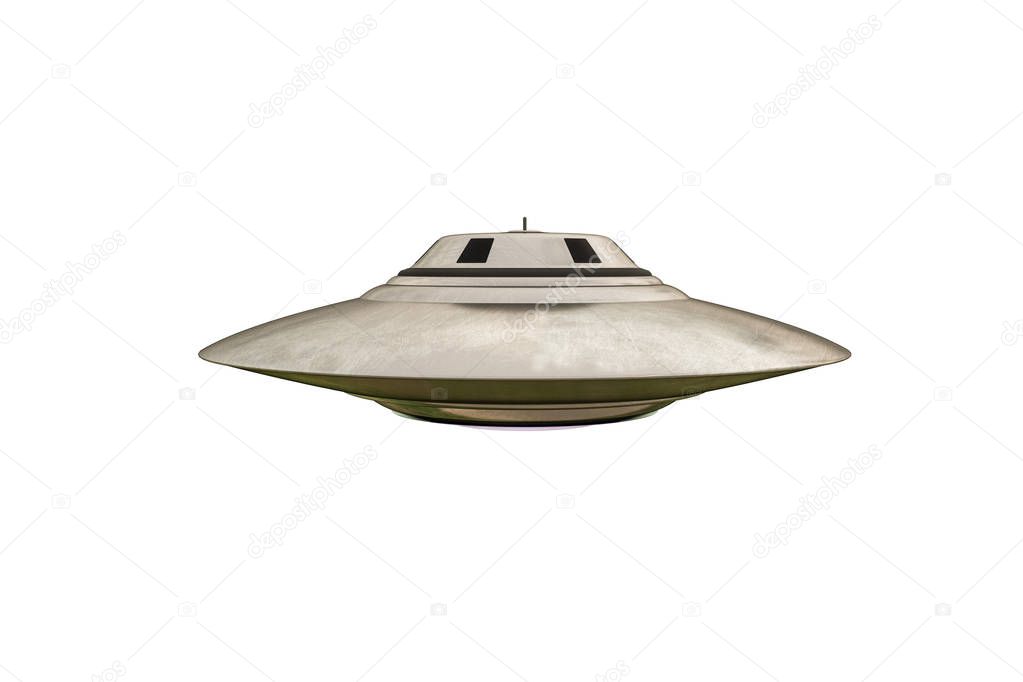 unidentified flying object isolated on white background 3d illustration