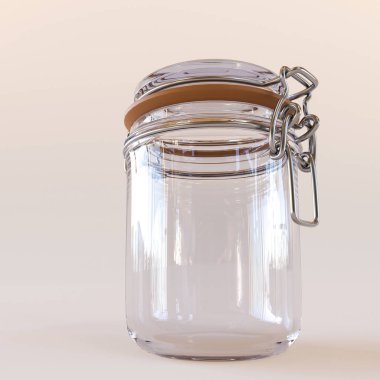 Beyaz arka plan üzerinde 3d illüstrasyon izole cam kavanoz 