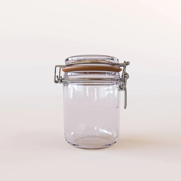 Glass Jar Isolated White Background Illustration — Stock Photo, Image