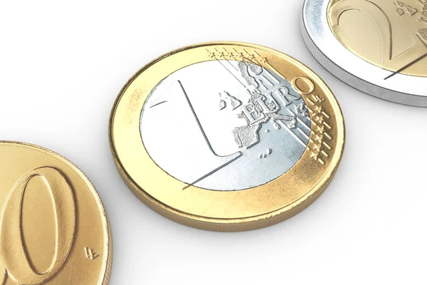 Euromince Izolované Bílém Pozadí Ilustrace — Stock fotografie