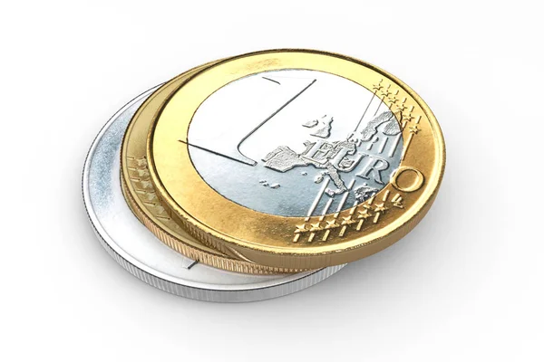 Euro Münzen Isoliert Auf Weißem Hintergrund Illustration — Stockfoto