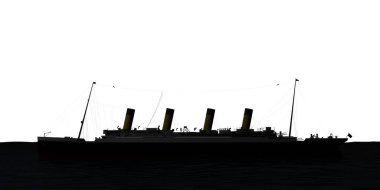 Beyaz arka plan üzerinde 3d illüstrasyon izole okyanus liner siluet 