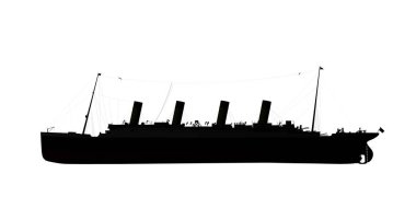 Beyaz arka plan üzerinde 3d illüstrasyon izole okyanus liner siluet 