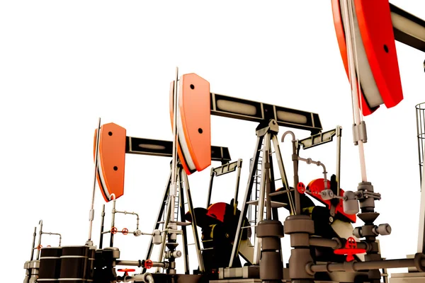 Нефтяные Насосы Изолированные Белом Фоне Иллюстрация — стоковое фото