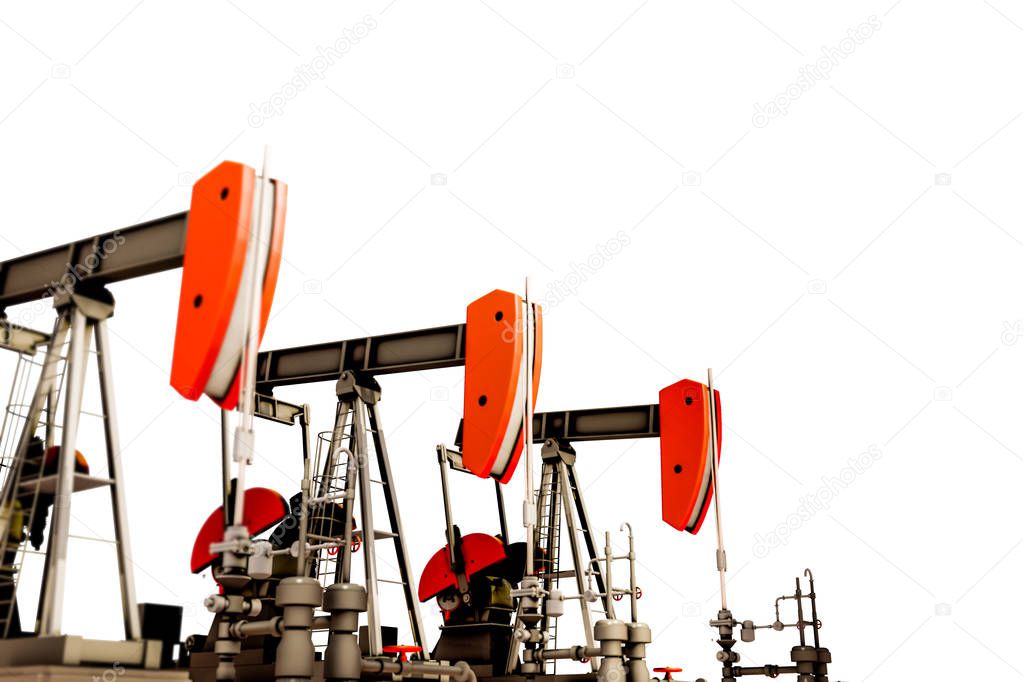 oil pumps isolated on white background 3d illustration 