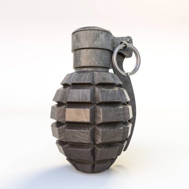 Beyaz arka plan üzerinde 3d illüstrasyon izole el bombası 