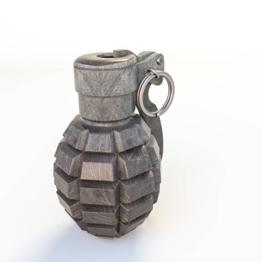 Beyaz arka plan üzerinde 3d illüstrasyon izole el bombası 