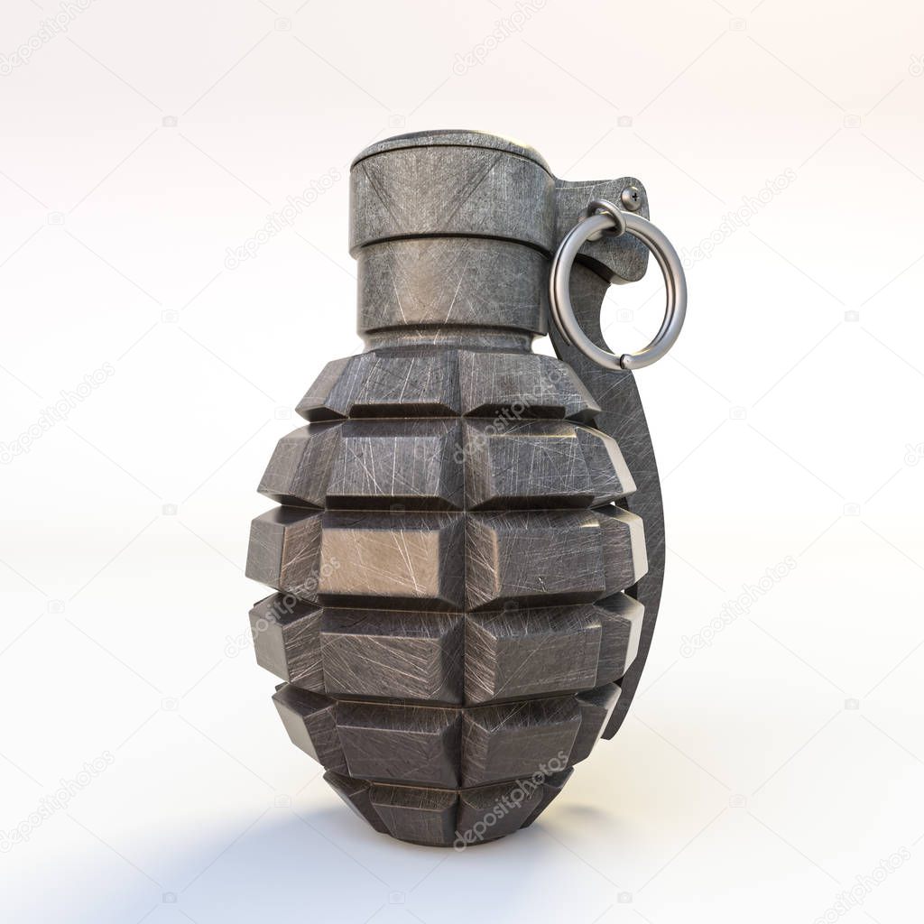 grenade isolated on white background 3d illustration 