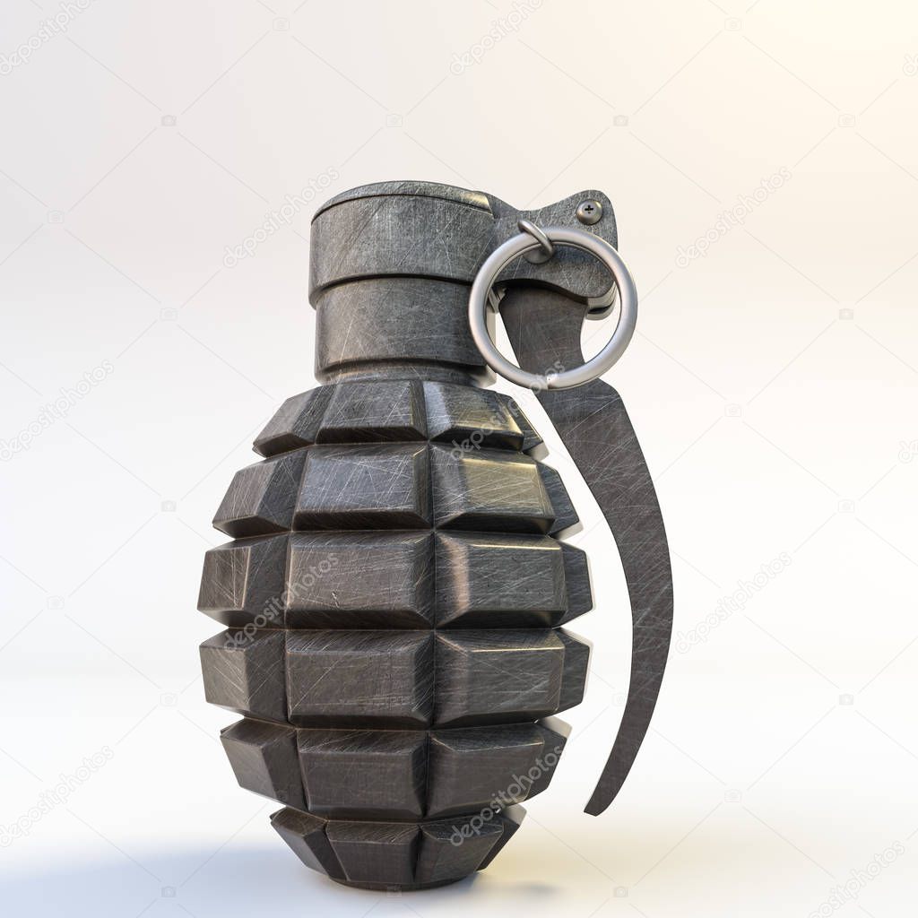 grenade isolated on white background 3d illustration 