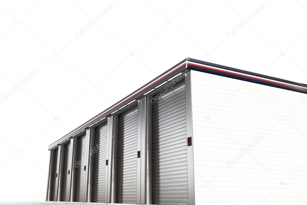 self storage units isolated on white background 3d illustration 