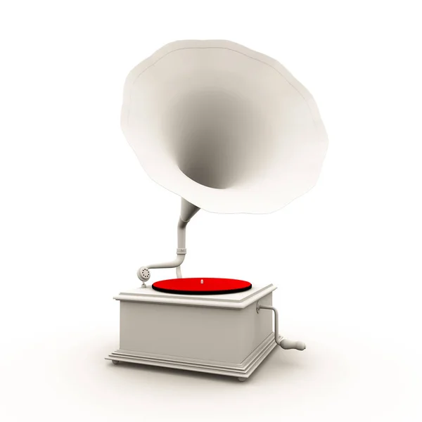 Grammofono Isolato Sfondo Bianco Illustrazione — Foto Stock