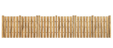 Beyaz arkaplanda izole edilmiş ahşap çit 3D illüstrasyon