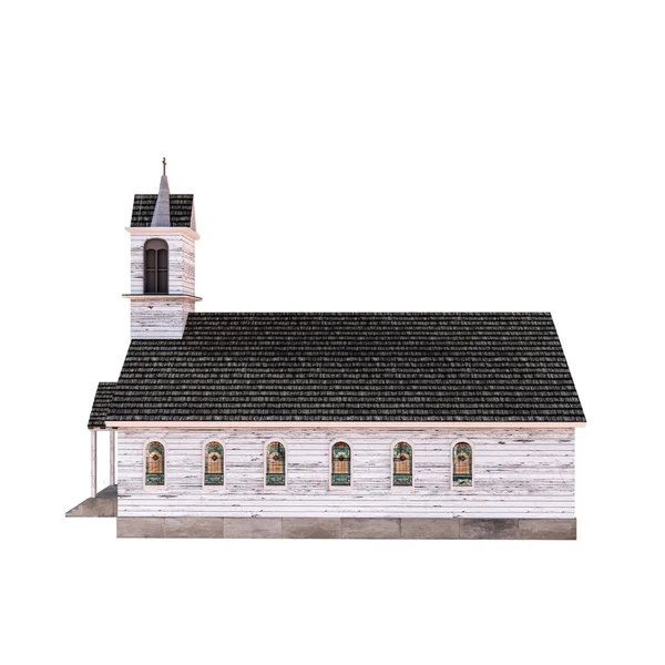 Hölzerne Presbyterianische Kirche Isoliert Auf Weißem Hintergrund Illustration — Stockfoto