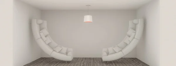 Bending Sofas Surreal Empty Room Illustration — Stock Photo, Image