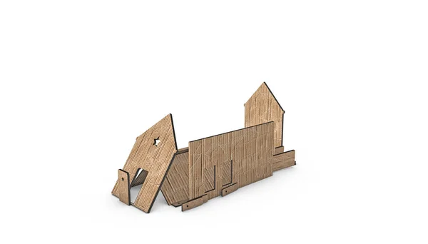 Cardboard House Isolated White Background Illustration — Stock Photo, Image