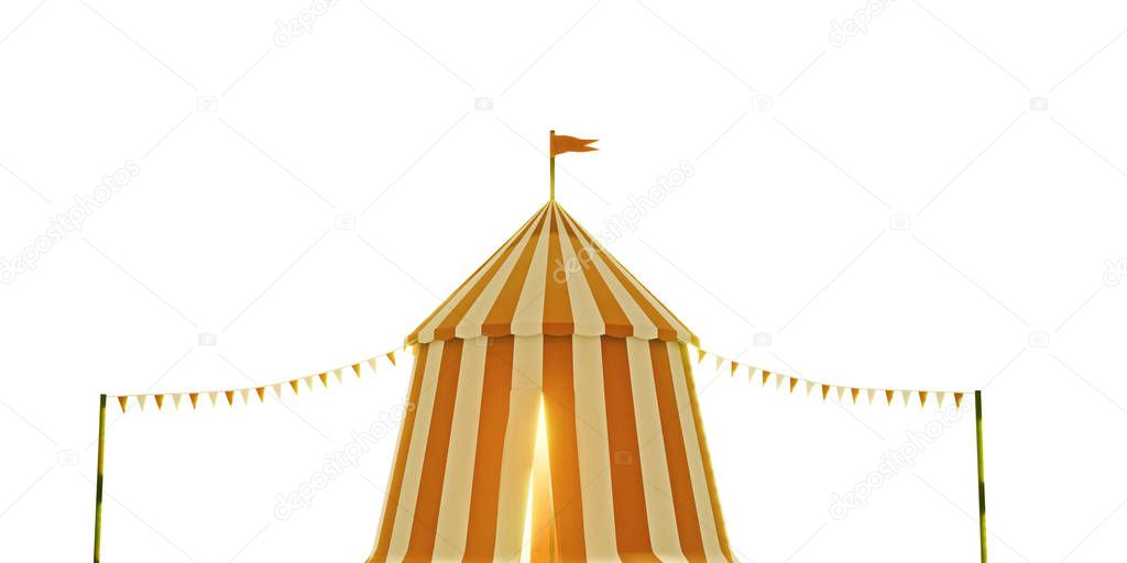 circus tent isolated on white background 3d illustration 