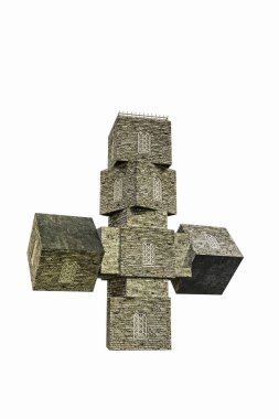 Beyaz zemin üzerinde izole edilmiş kilise haçı 3D illüstrasyon 