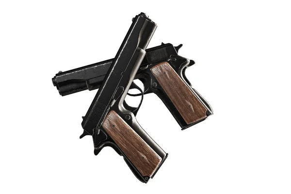 Пистолеты Изолированы Белом Фоне Иллюстрация — стоковое фото