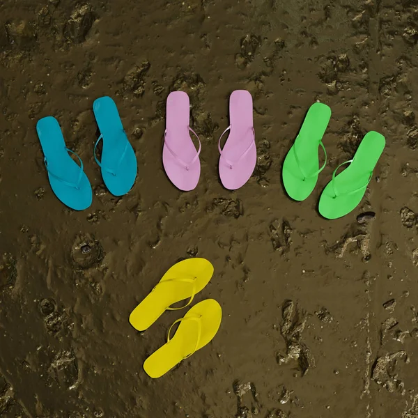 Färgade flip flops — Stockfoto
