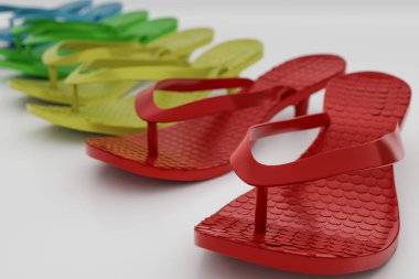 Beyaz arka plan üzerinde izole kırmızı parmak arası terlik