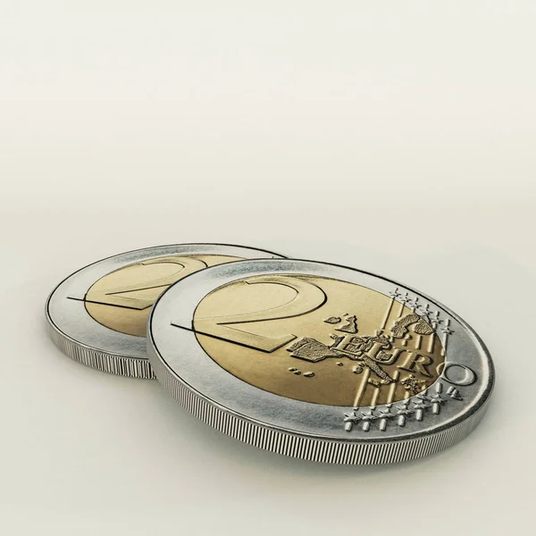 Euro-Münzen isoliert ionenweißen Hintergrund — Stockfoto