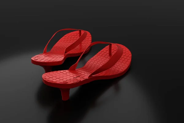 Rode slippers geïsoleerd op zwarte achtergrond — Stockfoto