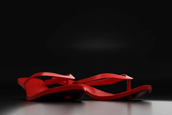 Tongs rouges isolées sur fond noir — Photo