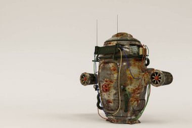 Uzay kapsülü üzerinde beyaz izole 