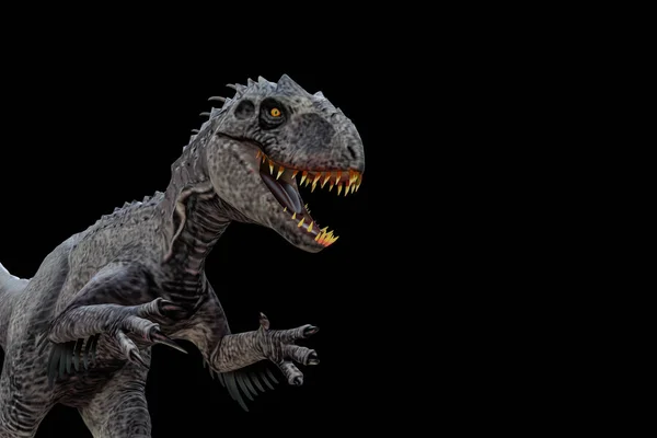 Indominus Rex izolovaný na černém pozadí — Stock fotografie