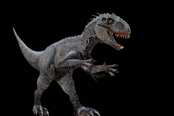 Indominus rex isolado sobre fundo preto — Fotografia de Stock