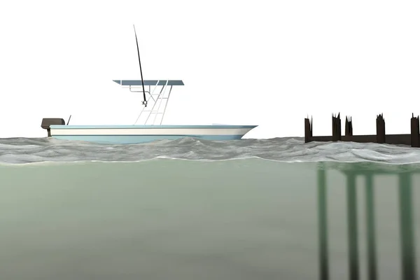 Boot segelt auf einem Wasserabschnitt — Stockfoto
