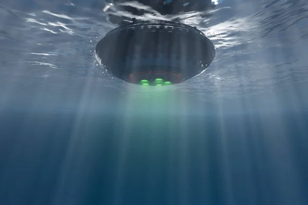 Ufo floating underwater — Stock Photo, Image