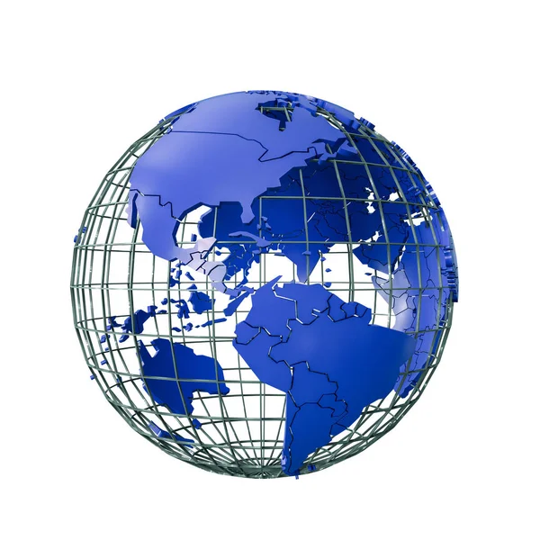 Wireframmed Globe Earth — Zdjęcie stockowe