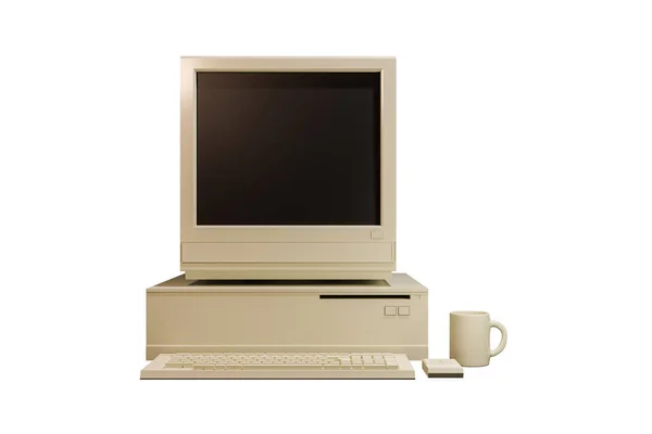 Alter Computer isoliert auf weiß — Stockfoto