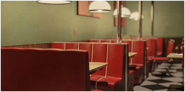美国一家老餐馆的3D插图 — 图库照片