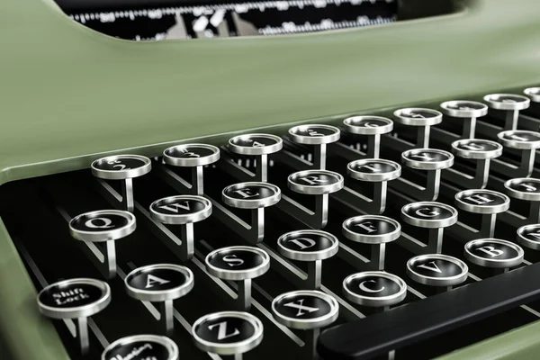 Old Green Typewriter Close Illustration — Stock Photo, Image