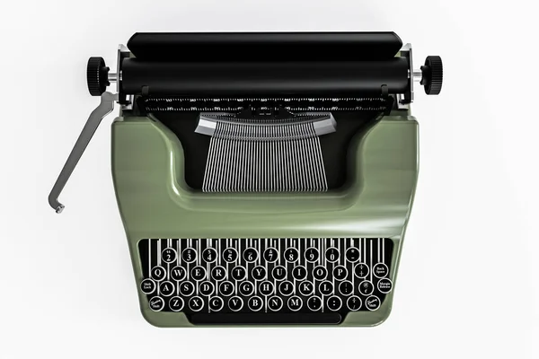 Old Green Typewriter Isolated White Background Illustration — Stock Photo, Image