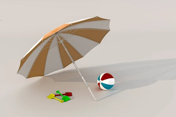 Paraguas Playa Aislado Sobre Fondo Blanco Ilustración — Foto de Stock