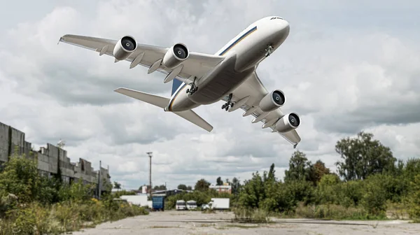 Avión Acercándose Aterrizaje Emergencia Ilustración —  Fotos de Stock