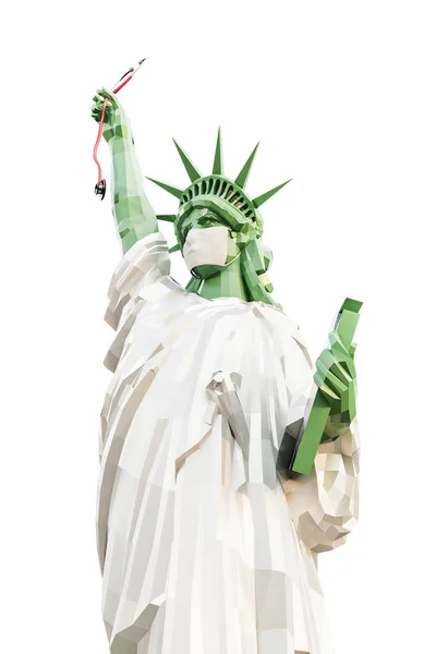 Statua Liberty Con Una Maschera Chirurgica Illustrazione — Foto Stock