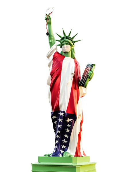 Statua Liberty Con Una Maschera Chirurgica Illustrazione — Foto Stock