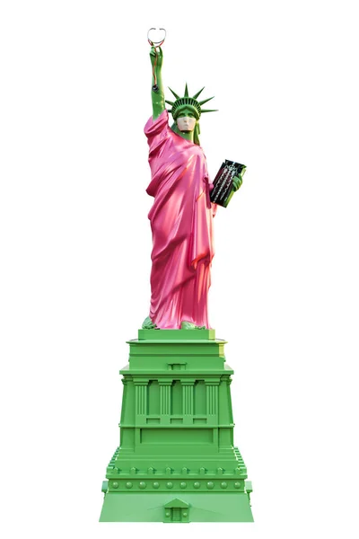 Statua Liberty Con Una Maschera Chirurgica Illustrazione — Foto Stock