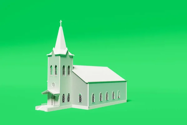 Presbyterian Kyrka Isolerad Grön Bakgrund Illustration — Stockfoto
