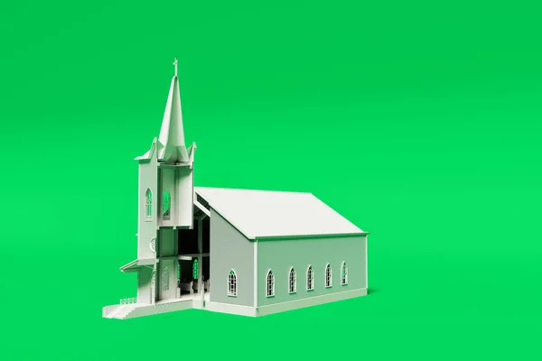 Presbyterian Church Isolated Green Background Illustration — Stock Photo, Image